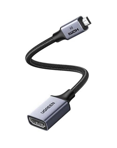 Кабель аудио-видео UGREEN HD182, Micro HDMI (m) - HDMI (f), ver 2.1, 0.2м, серый Ugreen