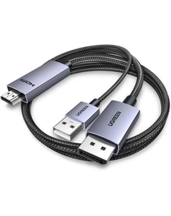 Кабель аудио-видео UGREEN HD169, HDMI (m) - DisplayPort (m), USB Type-A (m), 2м, серый Ugreen