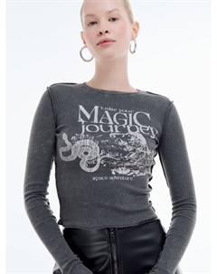 Укороченный лонгслив варенка с принтом Твое