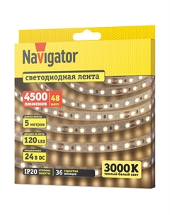 Лента светодиодная LED 9,6Вт 2835 IP20 24В 4000К 5м Navigator