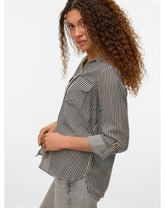 Блузка в полоску с длинными рукавами бежевый Vero moda