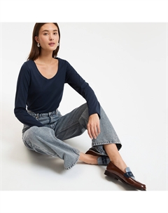 Лонгслив с круглым вырезом синий La redoute collections