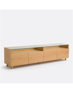 Тумба XL под телевизор и hi-fi 4 дверцы столешница из стекла Walor бежевый Laredoute