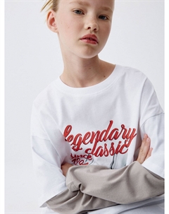 Лонгслив оверсайз с принтом для девочек Sela