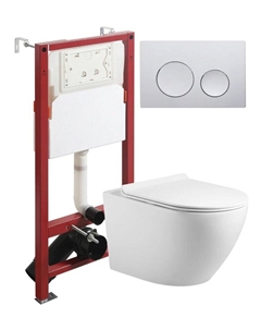 Комплект унитаз подвесной ATI09150L+APB100 с микролифтом + инсталляция + кнопка Agger