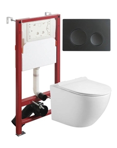 Комплект унитаз подвесной ATI09150+APB144 с микролифтом + инсталляция + кнопка Agger