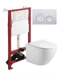 Комплект унитаз подвесной ATI09150+APB100 с микролифтом + инсталляция + кнопка Agger