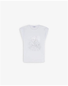 Женская хлопковая футболка с плиссированными рукавами, белый Scalpers