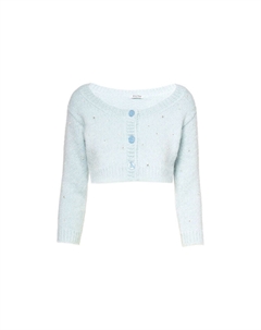 Укороченный топ женский небесно-голубой Miu miu