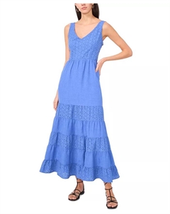 Женское многослойное платье макси с ажурной отделкой, синий Vince camuto