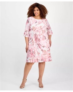 Платье-футляр с принтом и лодочкой Plus Size, розовый Connected