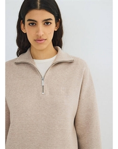 Джемпер с воротником-стойкой на молнии, Бежевый Ostin