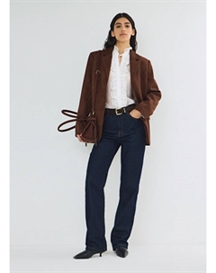 Однобортный жакет из замши, Оранжевый Ostin