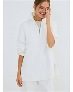 Джемпер с воротником-стойкой на молнии, Белый Ostin