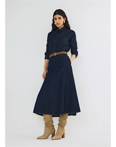 Юбка миди A-силуэта, Синий Ostin