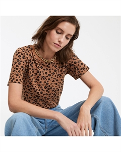Футболка с короткими рукавами и круглым вырезом с леопардовым принтом другие La redoute collections