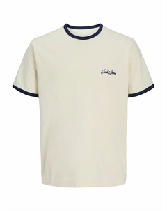 Футболка с короткими рукавами и контрастным кантом по горловине бежевый Jack & jones