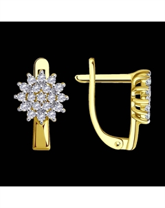 Серьги из желтого золота с фианитами Sokolov