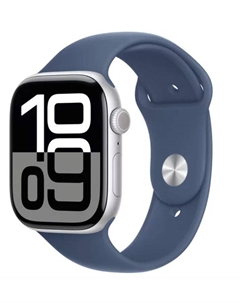 Часы Watch Series 10 GPS + Cellular 42mm MWX43 Silver Aluminium Case with Denim Sport Band - M/L Apple