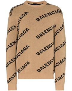 Balenciaga джемпер вязки интарсия с логотипом m коричневый Balenciaga