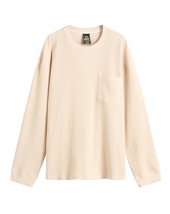 Футболка большого размера с длинным рукавом и вафельным карманом, бежевый Frizmworks