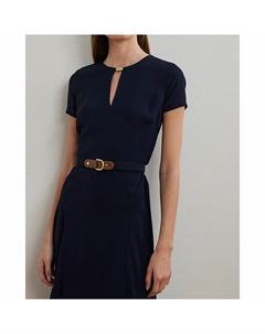 Платье-миди с поясом и короткими рукавами BRYGITKA синий Laredoute