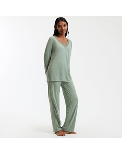 Пижама с длинным рукавом из вискозного трикотажа зеленый Anne weyburn