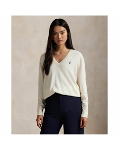 Пуловер с V-образным вырезом из тонкого трикотажа бежевый Polo ralph lauren