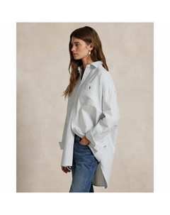 Рубашка прямого покроя оверсайз из ткани оксфорд в полоску белый Polo ralph lauren