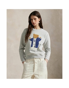 Свитшот с круглым вырезом с длинными рукавами и декоративным элементом в виде плюшевого медвежонка серый Polo ralph lauren