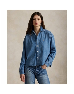 Джинсовая рубашка объемного покроя оверсайз синий Polo ralph lauren