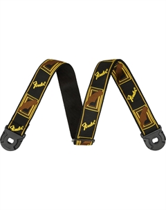 Ремни для гитар Quick Grip Locking End Strap, Black/Yellow & Brown Monogram, 2" Fender