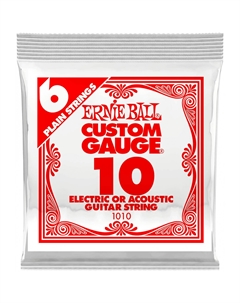 Струны 1010 .010 Plain Steel Electric or Acoustic Guitar Strings Струна одиночная для акустической и электрогитары. Сталь, калибр .010 Ernie ball