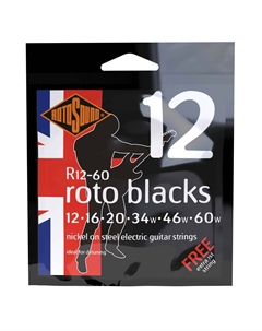 Струны для электрогитар R12-60 ROTO BLACKS NICKEL STRINGS Rotosound