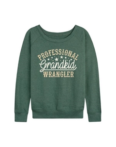 Женская профессиональная футболка с длинным рукавом из френч терика "Укротитель внуков", зеленый Licensed character