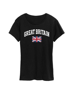 Футболка женская с принтом флага Великобритании, черный Unbranded