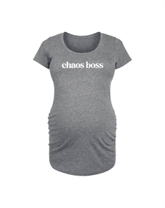 Футболка с принтом «Maternity Chaos Boss», серый Unbranded