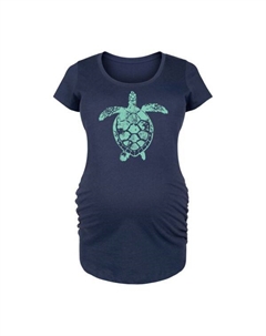 Футболка с принтом "Морская черепаха" для беременных, синий Unbranded