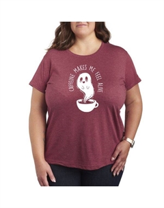 Футболка с принтом "Кофеин в плюс-сайзе — моя жизнь", красный Unbranded