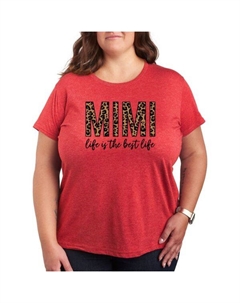 Футболка с принтом "Жизнь в стиле плюс мими — лучшая", красный Unbranded