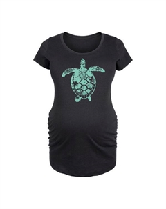 Футболка с принтом "Морская черепаха" для беременных, черный Unbranded