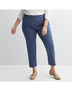 Просторные эластичные брюки прямого кроя без застежки, цвет navy texture tile Croft & barrow