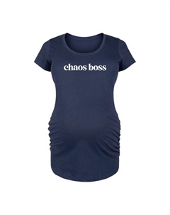 Футболка с принтом «Maternity Chaos Boss», синий Unbranded