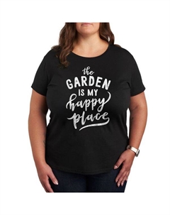 Футболка с принтом "Сад — мое счастливое место" Plus, черный Unbranded