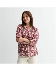 Миниатюрная блузка с присборенным вырезом, цвет red mirrored leaves Croft & barrow