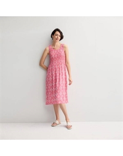 Мини-платье с плиссировкой миди, цвет coral stamped tile Croft & barrow