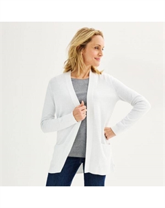 Миниатюрный кардиган с открытым передом и карманами, белый Croft & barrow