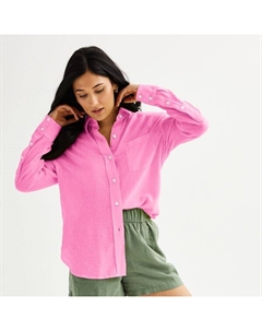 Миниатюрная льняная рубашка бойфренда, цвет pink sandal Sonoma goods for life