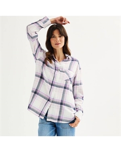 Маленькая свободная фланелевая кофточка бойфренда, цвет lilac blue plaid Sonoma goods for life