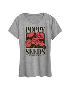 Женская футболка с рисунком мака, серый Unbranded